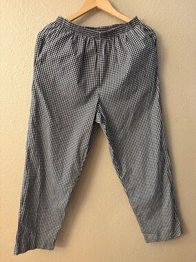 Alfred Dunner Black White Gingham Pull On Pants Women's 12 Elastic Waist 90s